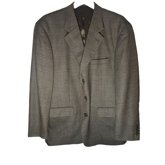 Club Room Other - Club Room Men's Blazer Sports Coat Jacket Brown Plaid 44R Three Button Vintage
